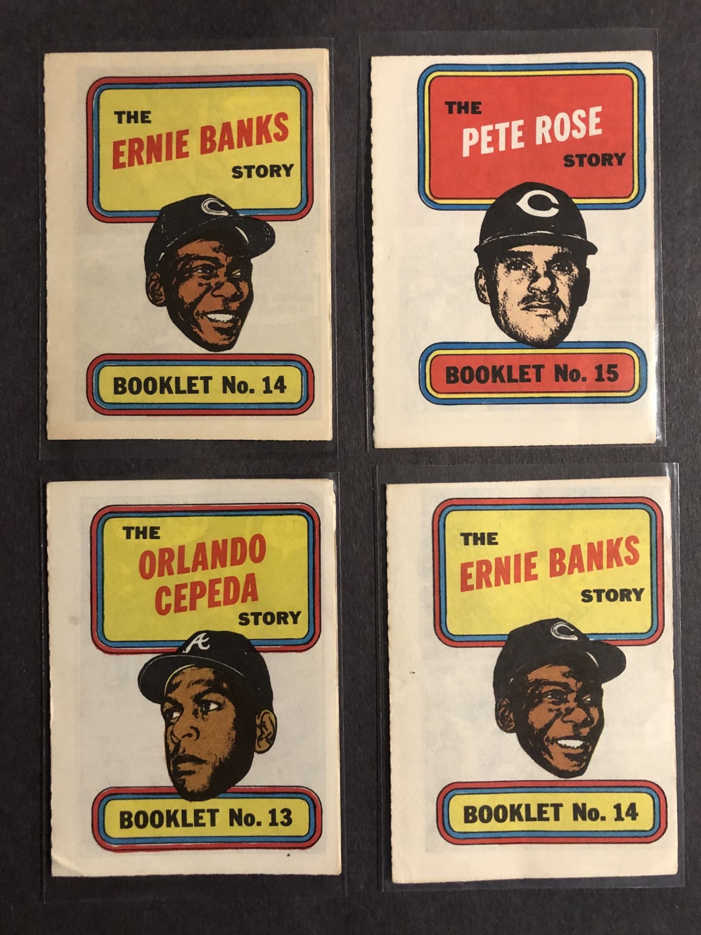 VINTAGE 1970 TOPPS COMIC BOOK STORY BOOKLETS LOT OF 4 PETE ROSE, ERNIE BANKS, ORLANDO CEPEDA