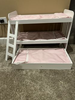 Badger Basket Doll Bunk Bed with Bedding and Ladder – White