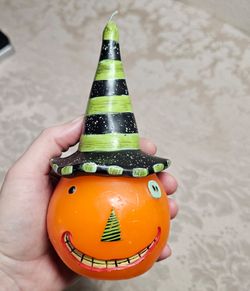 Halloween Candle Jack-o-lantern Pumpkin 6"