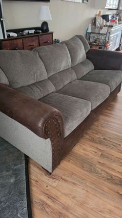 Gray and Brown Accent Sofa