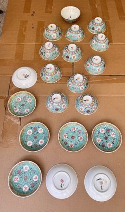 No.2  Vintage Chinese famille rose porcelain plates and bowls
