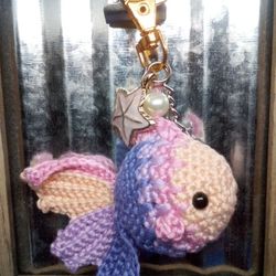 Crocheted Mosaic Goldfish Keychain/Bag Charm