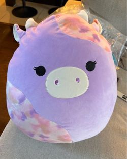 Large 20" Purple Tie-Dye Cow Squishmallow – Brand New