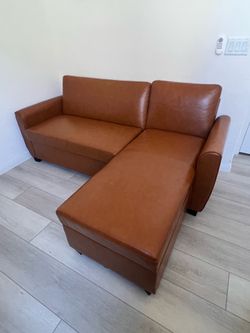 Modern Faux Leather Sleeper Sectional