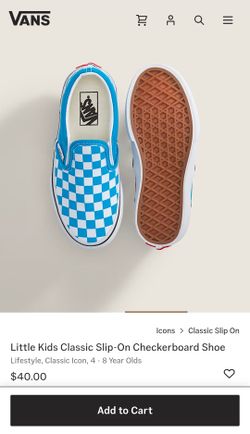 Vans checkered board slip in shoe size little kids 1.5