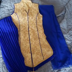 Gold And Blue Indian Dress