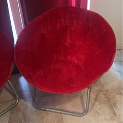 Urban Shop Faux Fur Saucer Chair, Adult, Red, 22"D x 32"W x 29"H