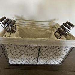 Set of 4 Nesting Chicken Wire Baskets with Removable Liners