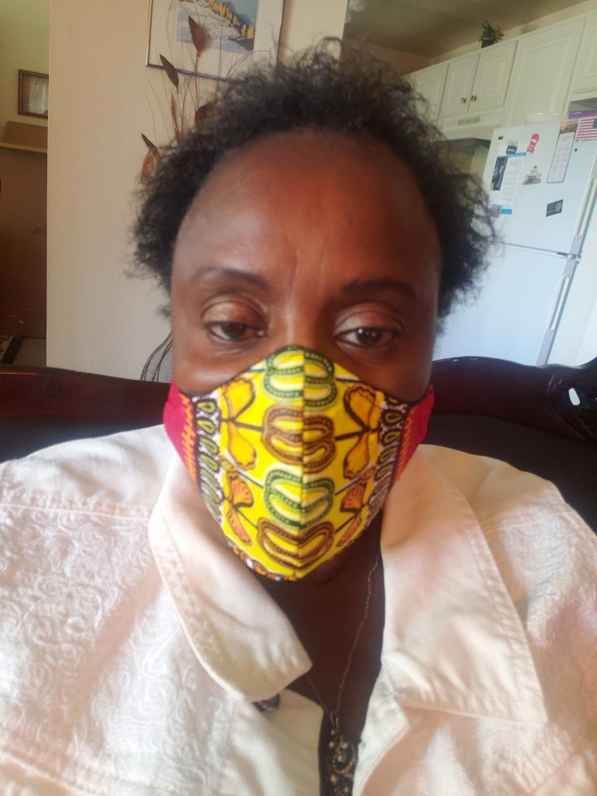3 layered Yellow Dashiki (African Print) Face Mask