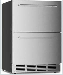 Antarctic Star Beverage Refrigerator 24 Inch Wide,Stainless Steel Double Drawer Mini Fridge Holds145 Cans