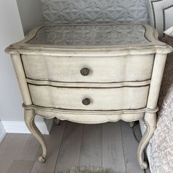 Nightstands, Beige With Antique Mirror Top