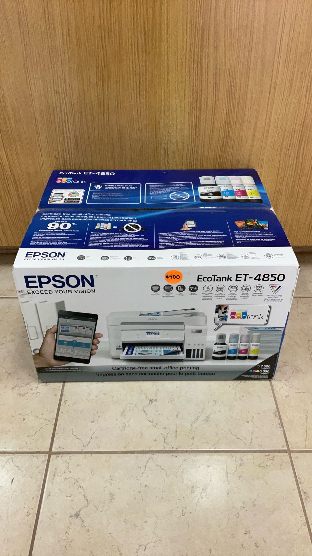 EPSON ECO TANK ET-4850 CARTRIDGE-FREE SMALL OFFICE PRINTER.