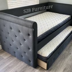Twin Twin Grey Daybed With Ortho Mattress Included