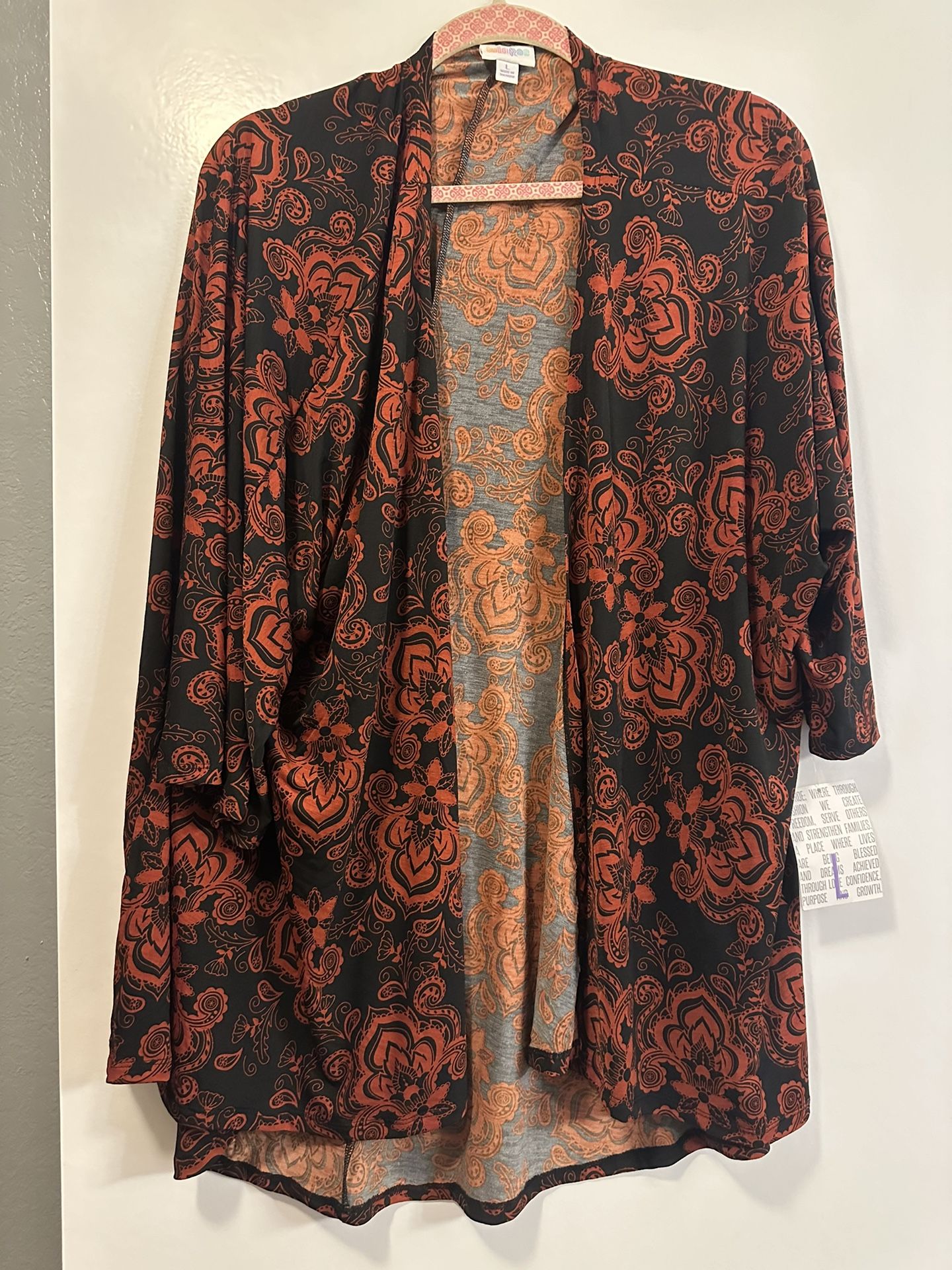 Lularoe Red And Black Floral Cardigan