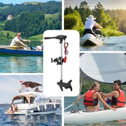 Electric Trolling Motor with 55 Lbs Thrust 8 Speeds, Boat Fishing Motor with Telescoping Handle, LED Battery Indicator for Kayak Fishing Boat Freshwat