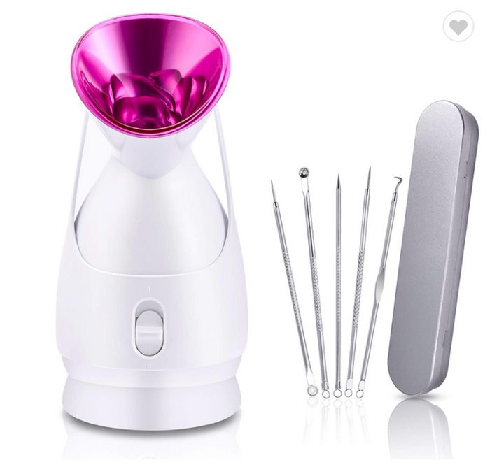 Facial Steamer Nano Ionic - Ekvador Face Steamer with Face Roller - 10 Min Steam Time - Unclogs Pores -