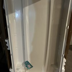 STORE+ 36 in. x 74 1/4 in. 1-Piece Direct-to-Stud Alcove Shower Back Wall in White 