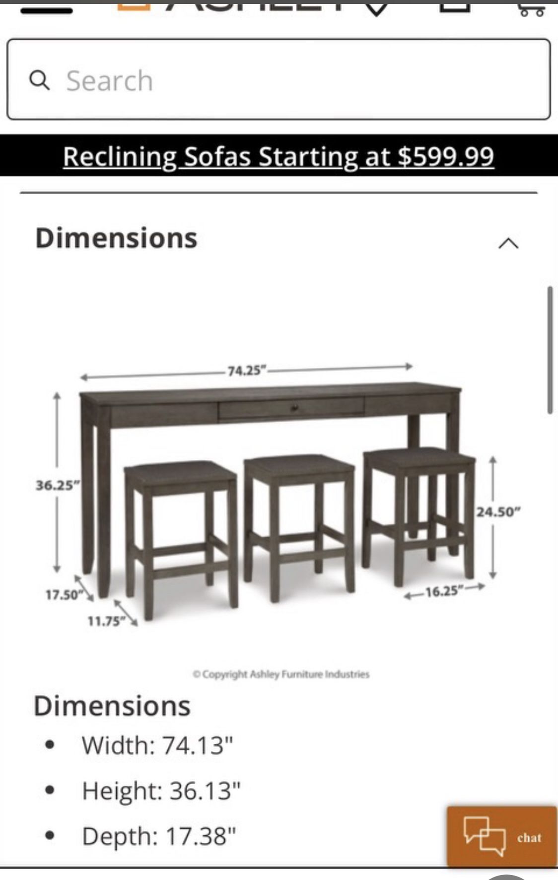 Sofa/Bar Table