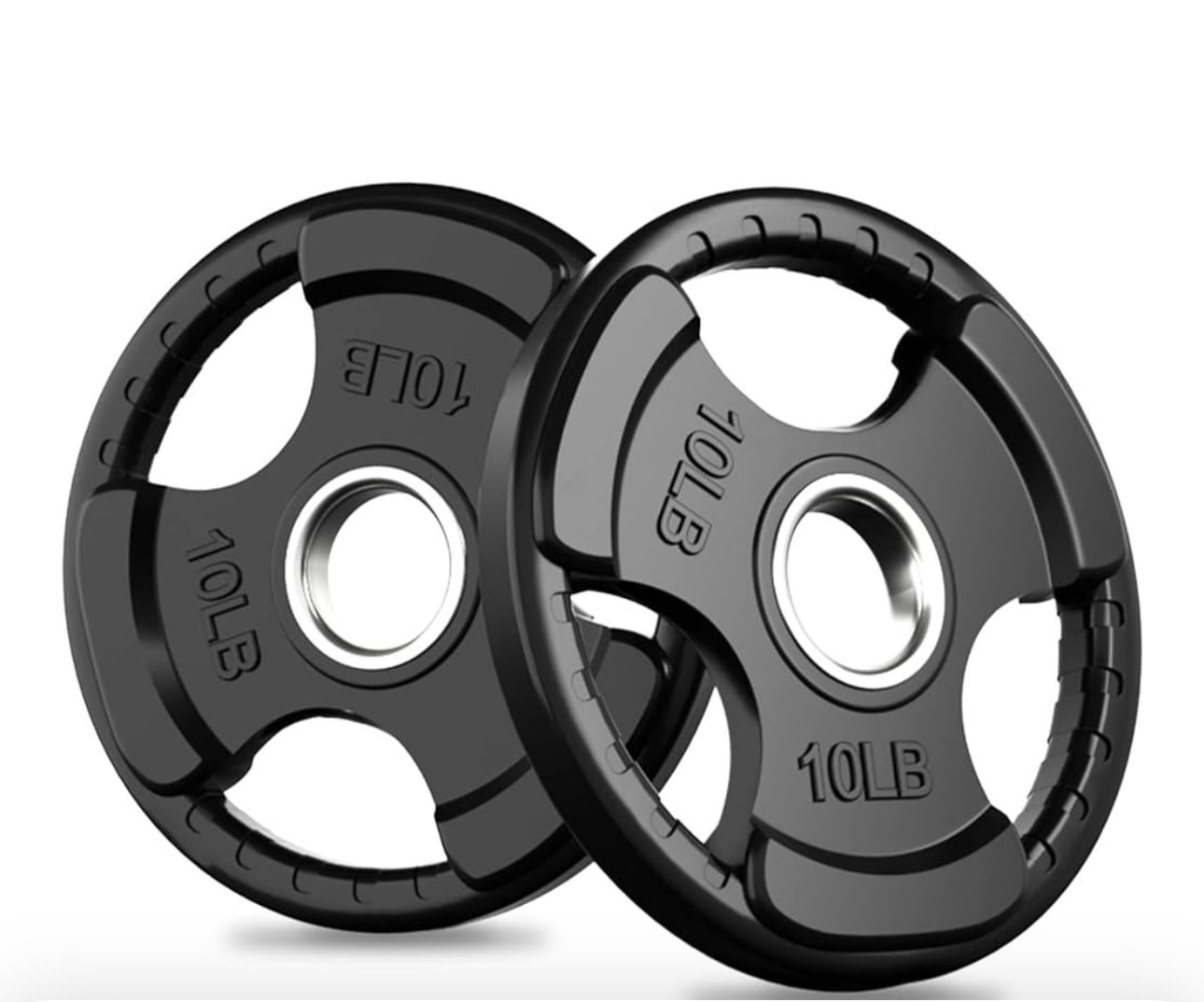 10lbs Olympic Rubber Grip Plates for Barbell, 2-Inch Weight Plates for Weightlifting and Strength Training