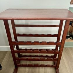Wood Wine Rack (24 Bottles) With Glass Storage