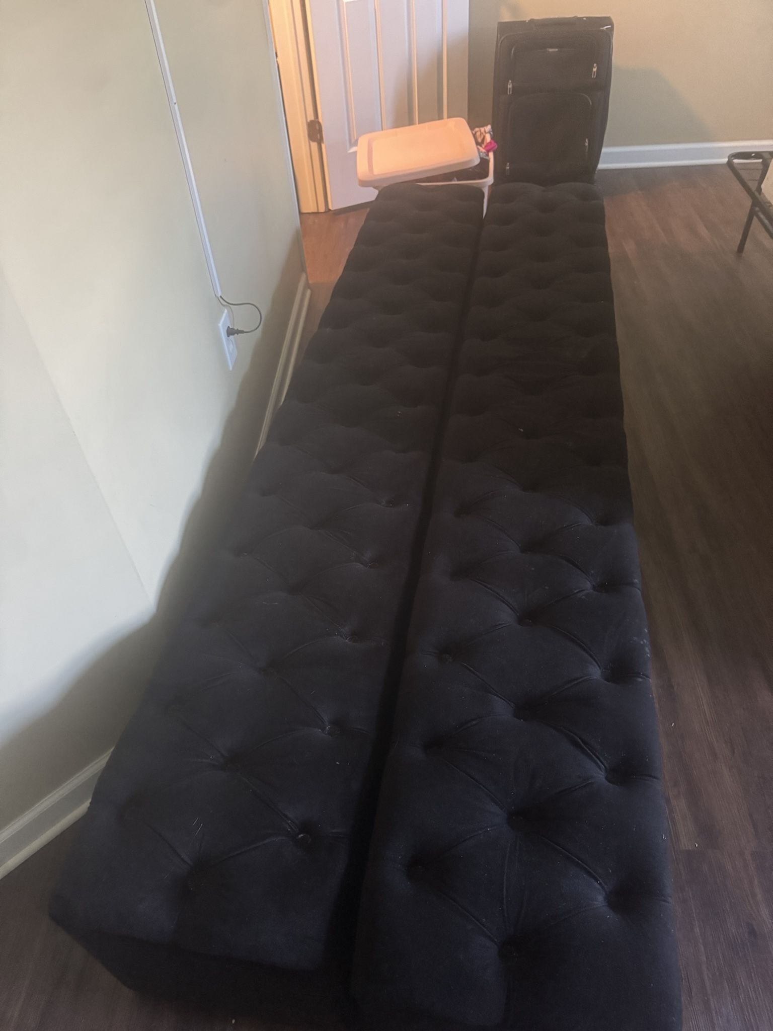 2 Black Upholstered Storage Ottoman/ Bench 