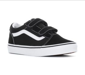 VANS Old Skool V Black/True White Canvas Hook & Loop Low Top Kids 7 VN0A4UI16BT