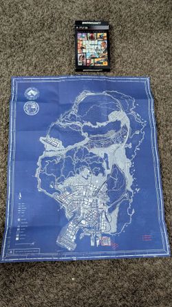 GTA 5 PS3 Special Edition Blue Print Map and Box