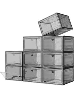 🔥 NEW 9-Pack Clear Shoe Storage Organizer – Stackable Magnetic Doors