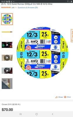 12/3 Romex wire 25ft