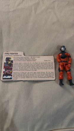 Vintage 1985 G.I. Joe Barbecue Fire Fighter Figure w/ File Card