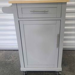 Gray Wood Kitchen Cart Island