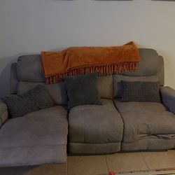 3 Seat Leather Reclining Couch 