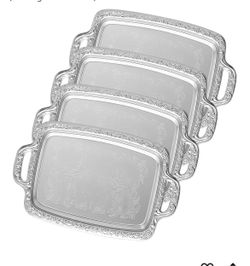4 Pcs Silver Serving Tray