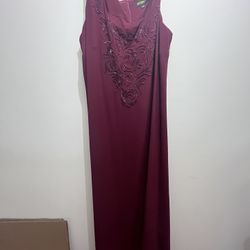 Studio I Burgundy Beaded Maxi Dress & Duster Jacket Set - Size 26W