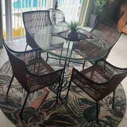 Cane Bamboo Dining Table 