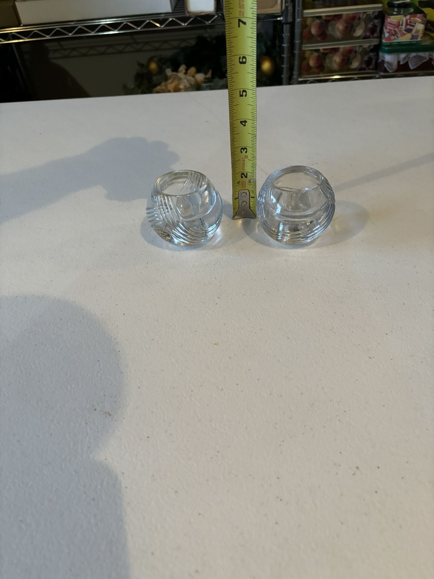 Unique Set Of 2 Glass candleholders