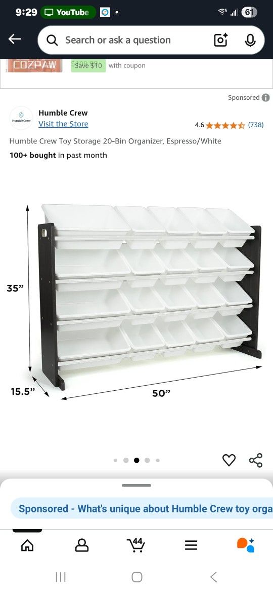 Humble Crew Toy Organizer 20 Bins
