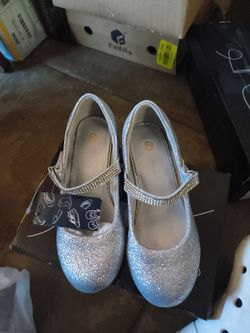 Silver high heels for little girl