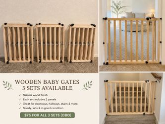 Natural Wood Baby Gates – 3 Sets Available