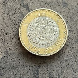 1998 Estados Unidos Mexicano $10 Pesos Aztec Coin 