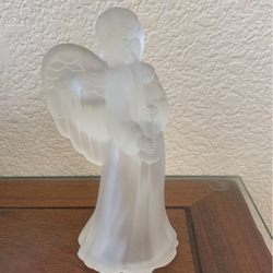 Frosted Glass Angle Candle Holder 6.5” Tall 