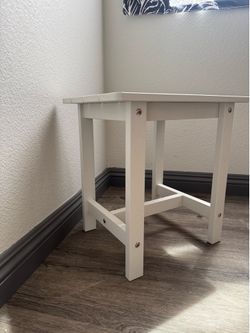 White Slatted Side Table
