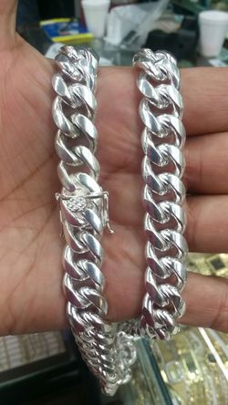 925 pure silver cuban link chains hand made all size 332.1 grams 14 mm 27 inch long