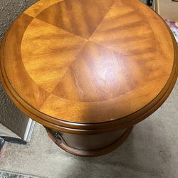Round Drum Wood End Table