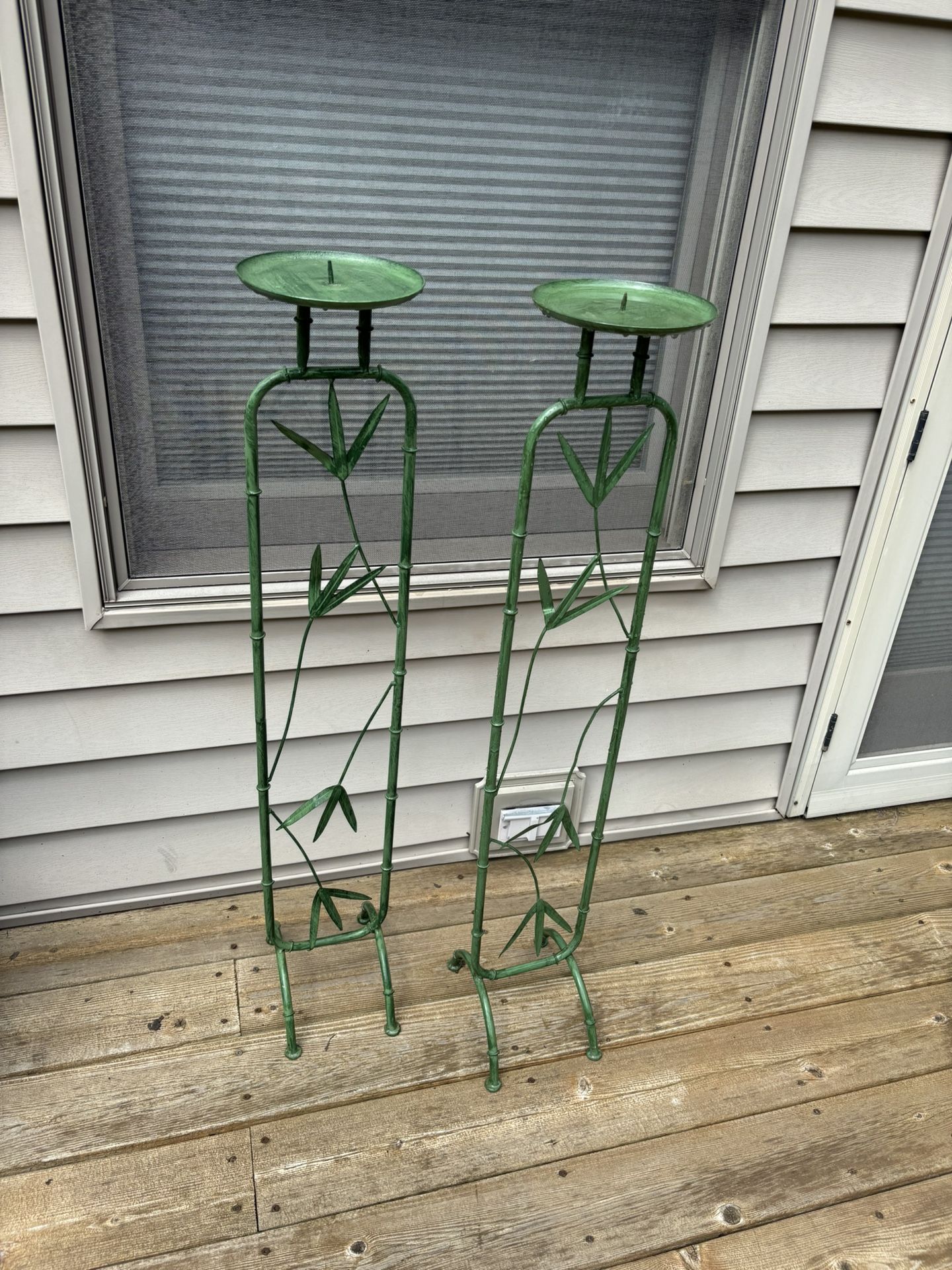 Bamboo Floor Standing Candle Holders