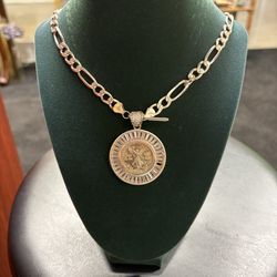 Men’s silver necklace coin