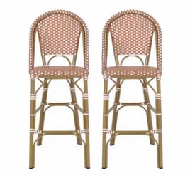 Gallia Rust and White Aluminum Outdoor Bar Stool (2-Pack)