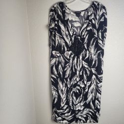 Lane Bryant Black Gray Evening Dress With Beaded Front Women's Size 18/20