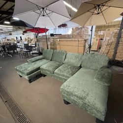 110" Sectional Couches for Living Room,U Shaped Couch with Double Chaise, 4-Seat Sofa Set with Chenille Fabric for Home Furniture,Forest Green 💥brand