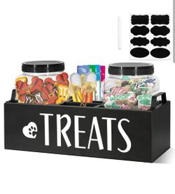 Dog Treat Container with Handle, Dog Food Treat Jar Set, Modern Farmhouse Dog Treat Container